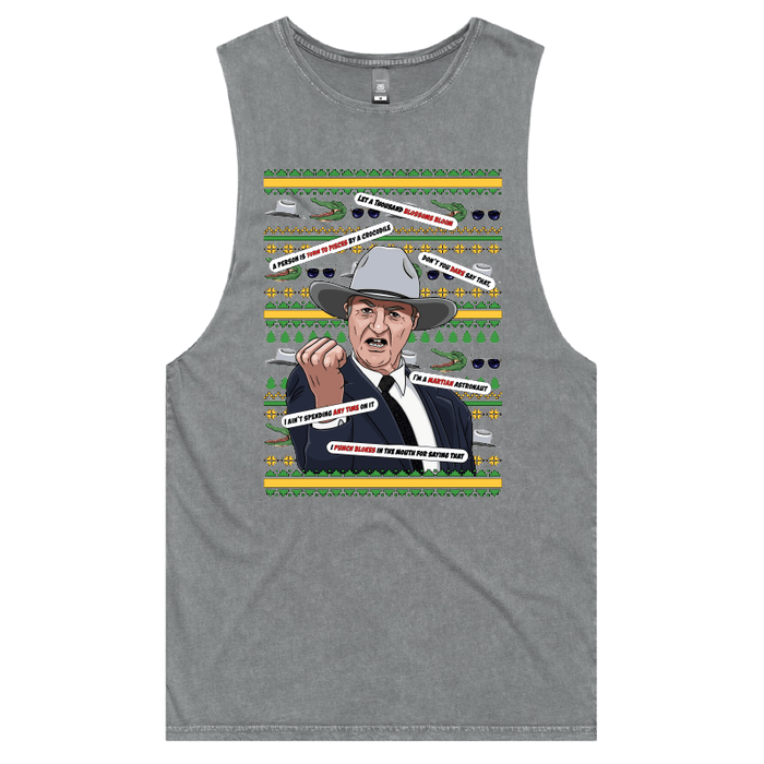 S / Ash / Large Front Design Katter's Croc-mas 🤜🐊 - Tank