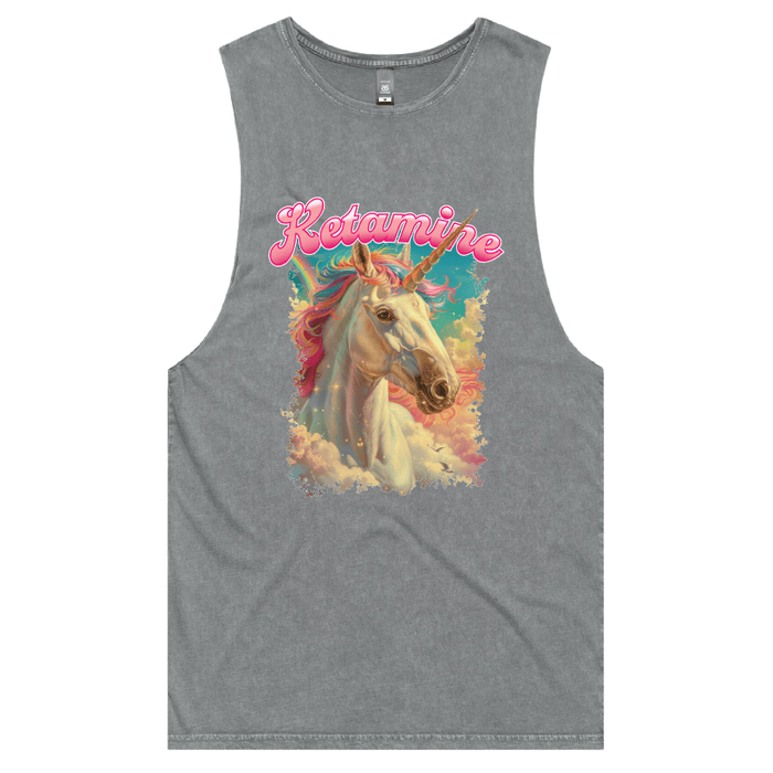 S / Ash / Large Front Design Ketamine Unicorn 💉🦄 - Tank