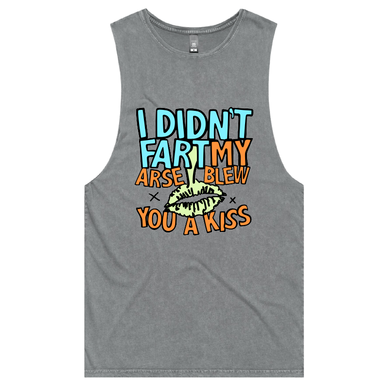 S / Ash / Large Front Design Kiss From Down Under 😘💨 – Tank