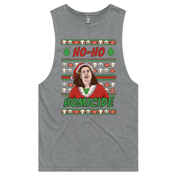 S / Ash / Large Front Design Merry Mushrooms 🍄‍🟫🎄 - Tank