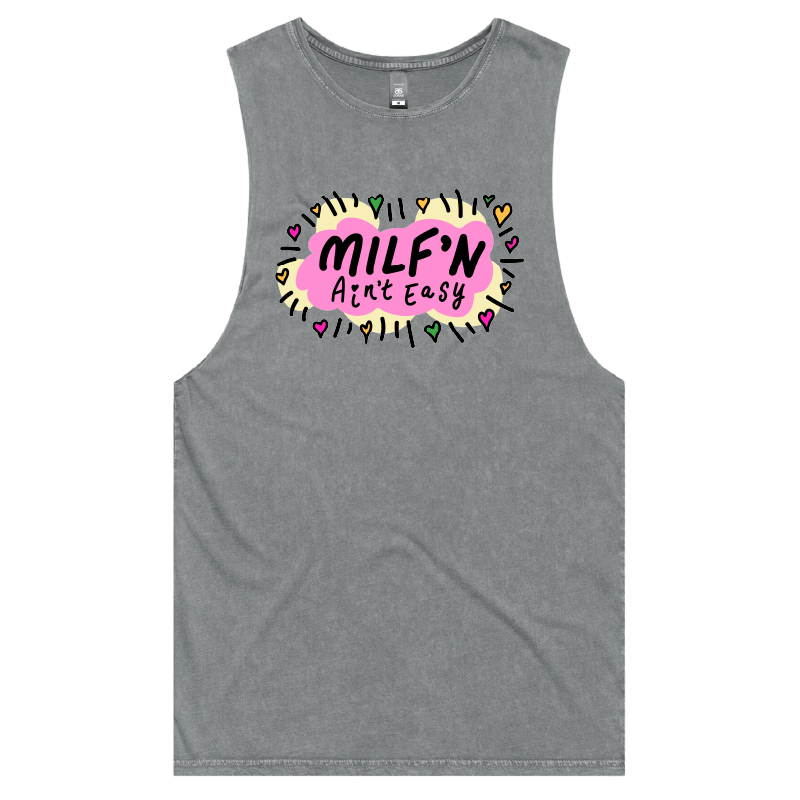 S / Ash / Large Front Design Milf'n Ain't Easy 👩🎖️ – Tank