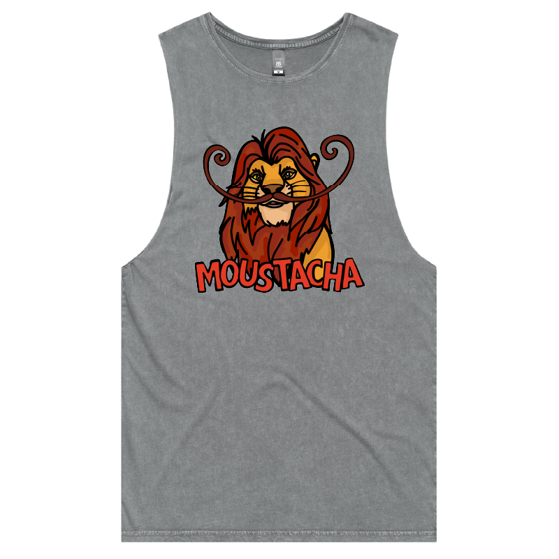 S / Ash / Large Front Design Moustacha 🦁👨 - Tank