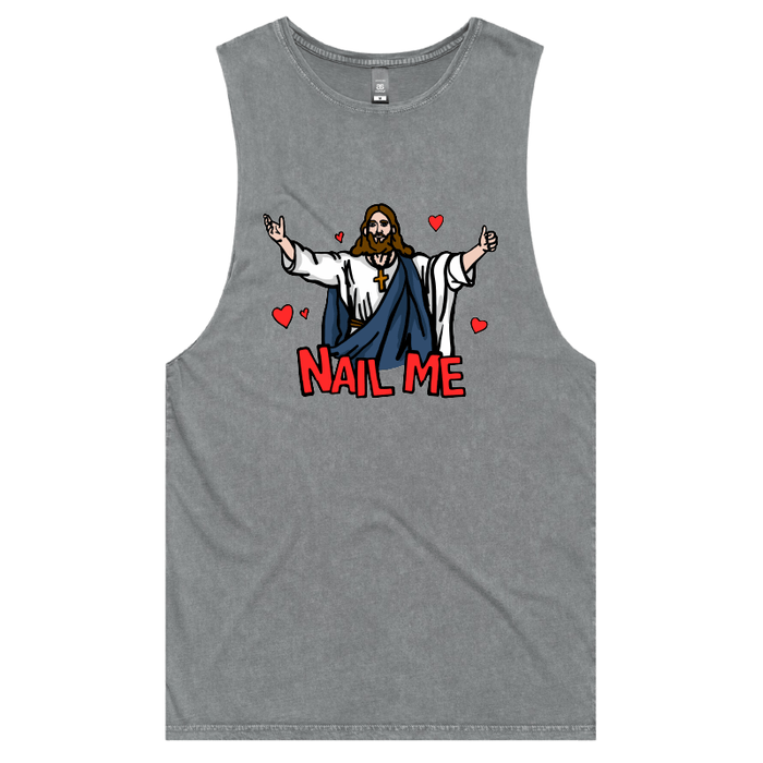 S / Ash / Large Front Design Nail Me 🙏🔨 – Tank