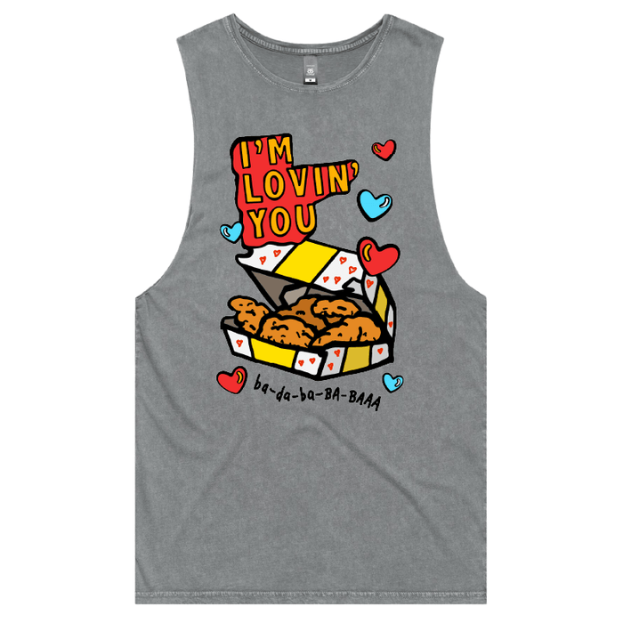 S / Ash / Large Front Design Nugget Love 🍗💞 – Tank