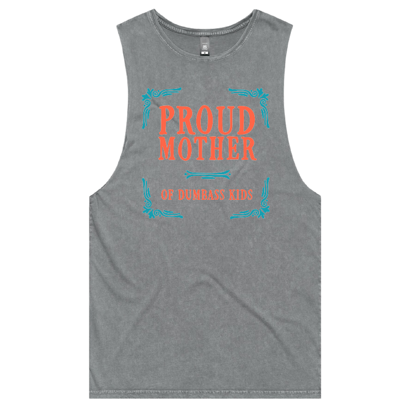 S / Ash / Large Front Design Proud Mother 🥴💩 – Tank