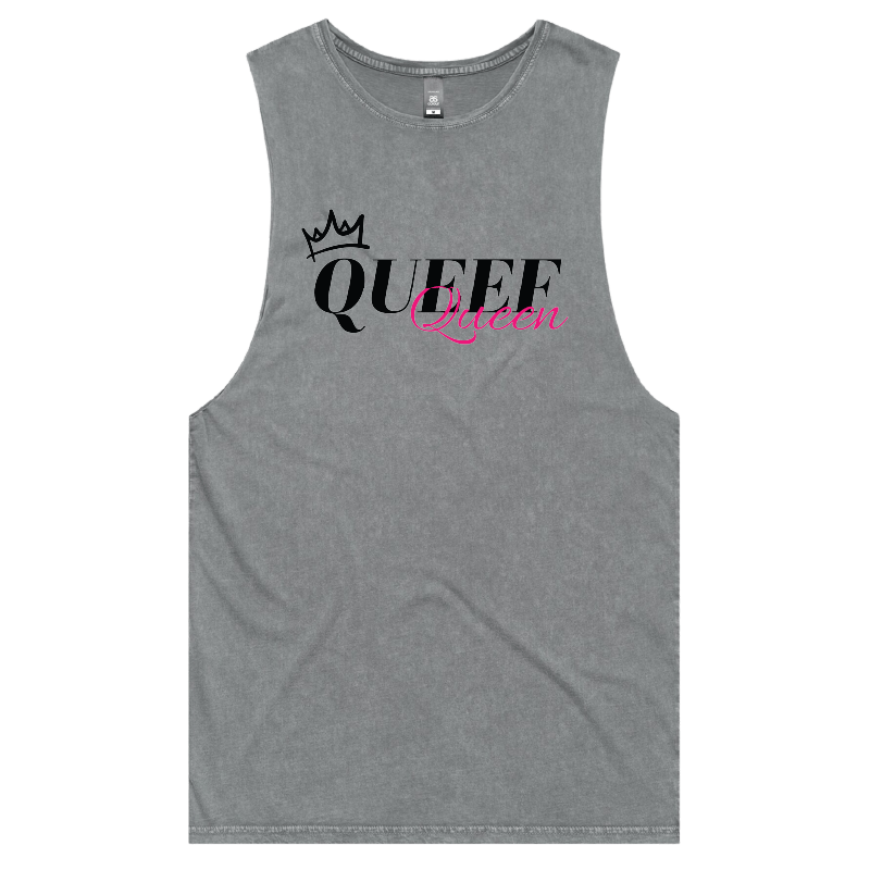 S / Ash / Large Front Design Queef Queen 💨👑 - Tank