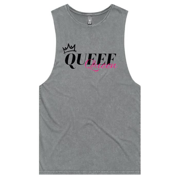 S / Ash / Large Front Design Queef Queen 💨👑 - Tank