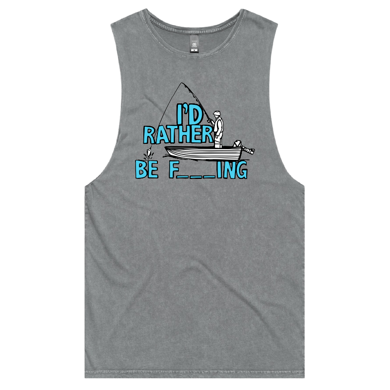 S / Ash / Large Front Design Rather Be Fishing 🐟🍆 - Tank