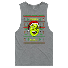 S / Ash / Large Front Design Shrek The Halls 💚🎄 - Tank