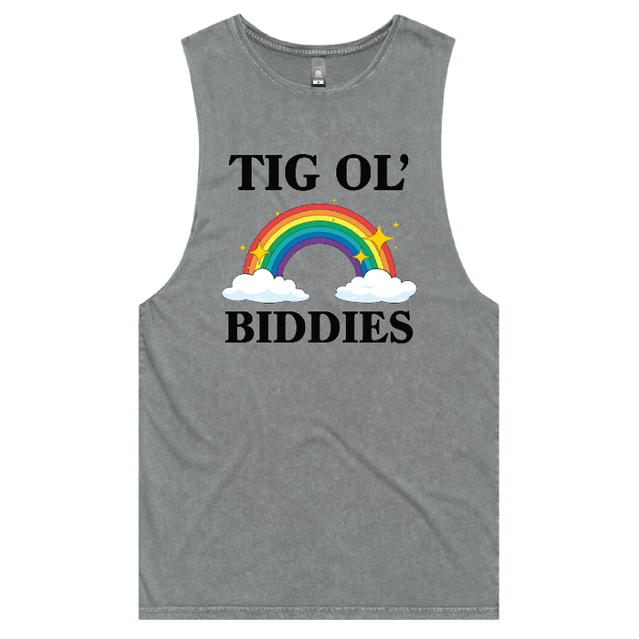 S / Ash / Large Front Design Tig Ol’ Biddies 🍒🤤 - Tank