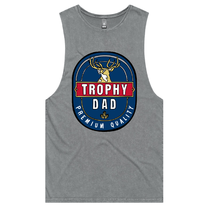 S / Ash / Large Front Design Trophy Dad 2heys 🍺🏆 – Tank