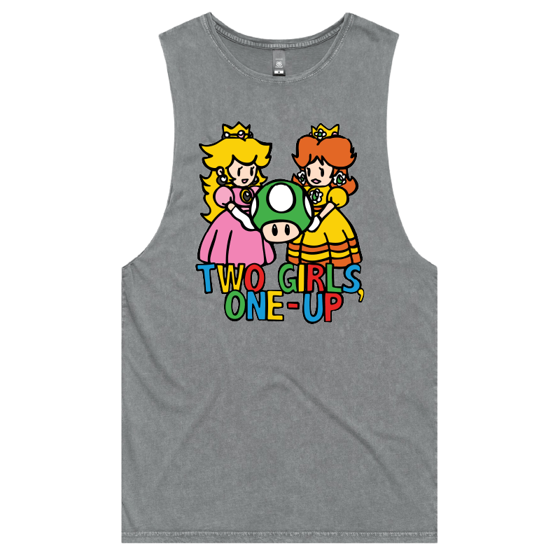 S / Ash / Large Front Design Two Girls One-Up 🍄📤 – Tank