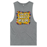 S / Ash / Large Front Design World's Okayest Mum 🌍🏆 – Tank