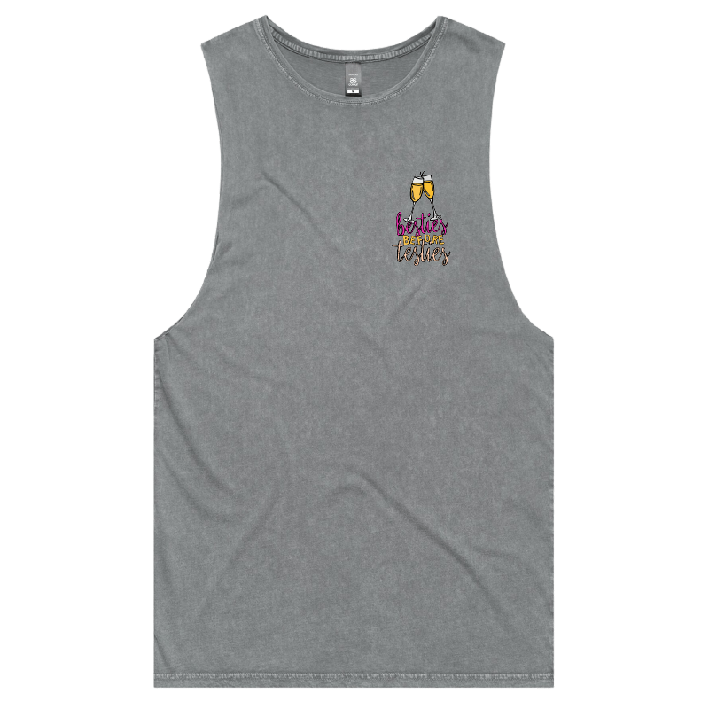 S / Ash / Small Front Design Besties Before Testies 👭🥰 – Tank