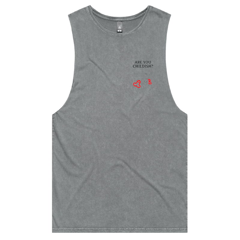 S / Ash / Small Front Design Definitely Not Childish 📋🖕 - Tank