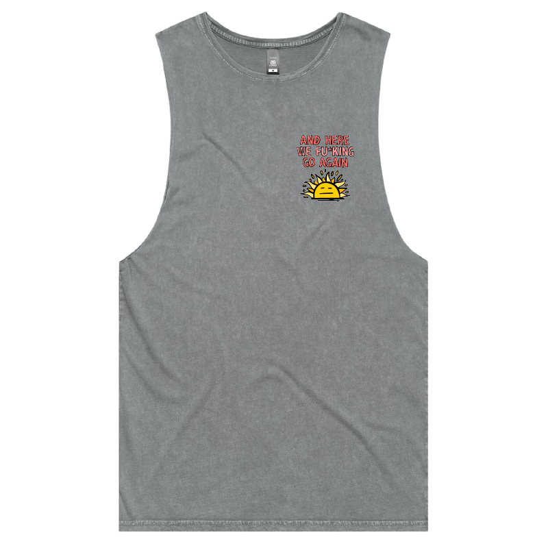 S / Ash / Small Front Design Here We Go Again 🌞🥱 – Tank
