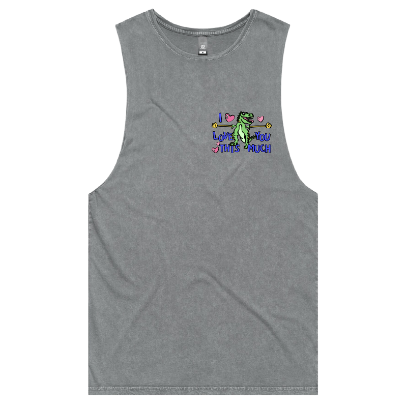 S / Ash / Small Front Design Love You This Much 🦕📏 – Tank