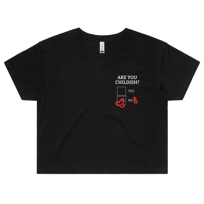 S / Black Definitely Not Childish 📋🖕 - Women's Crop Top