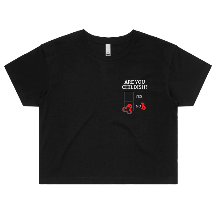 S / Black Definitely Not Childish 📋🖕 - Women's Crop Top