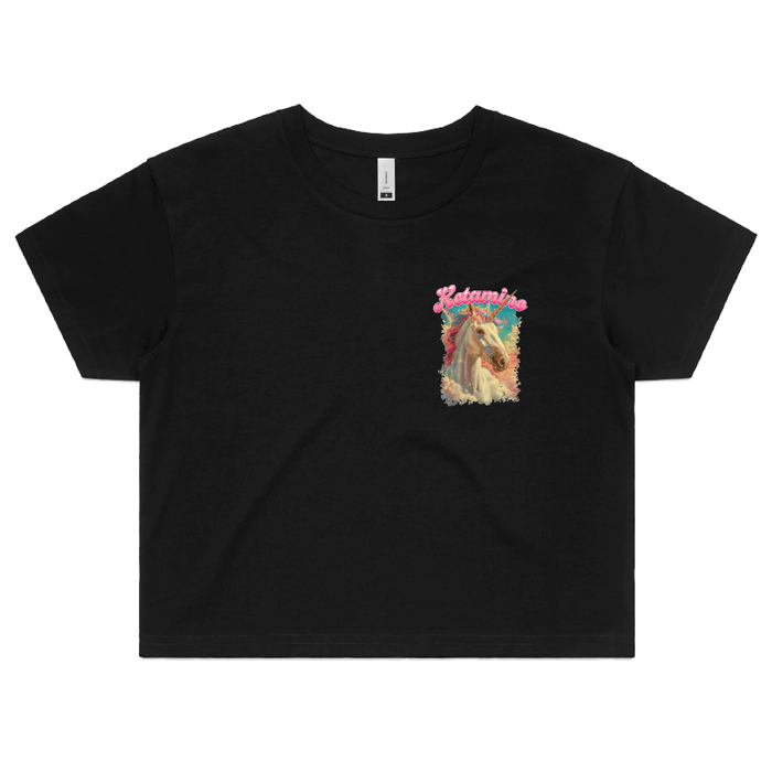 S / Black Ketamine Unicorn 💉🦄 - Women's Crop Top