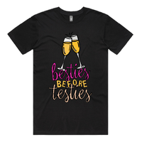 S / Black / Large Front Design Besties Before Testies 👭🥰 – Men's T Shirt
