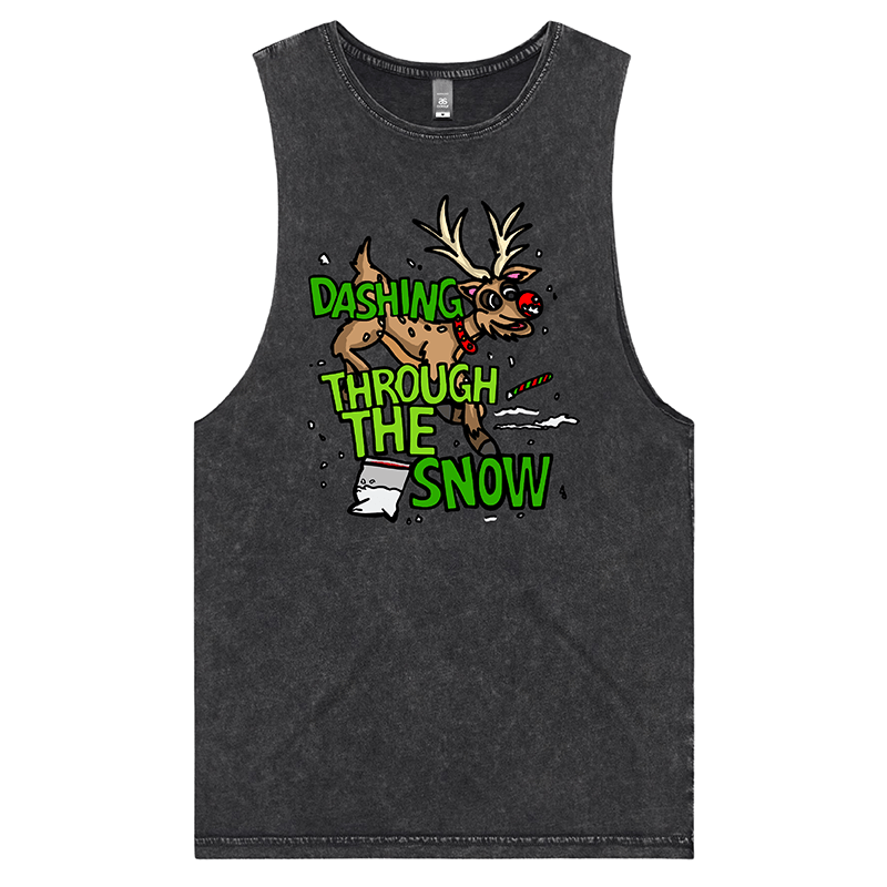 S / Black / Large Front Design Dashing Through The Snow ❄️🦌 - Tank