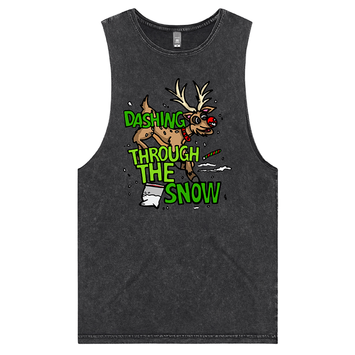 S / Black / Large Front Design Dashing Through The Snow ❄️🦌 - Tank