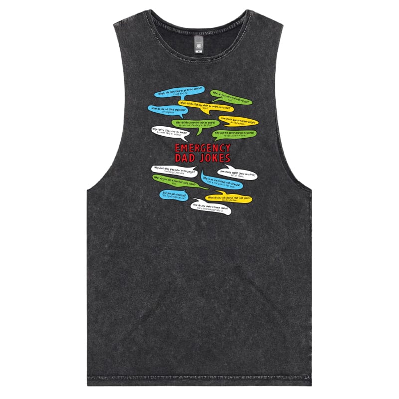 S / Black / Large Front Design Emergency Dad Jokes 🚨 – Tank
