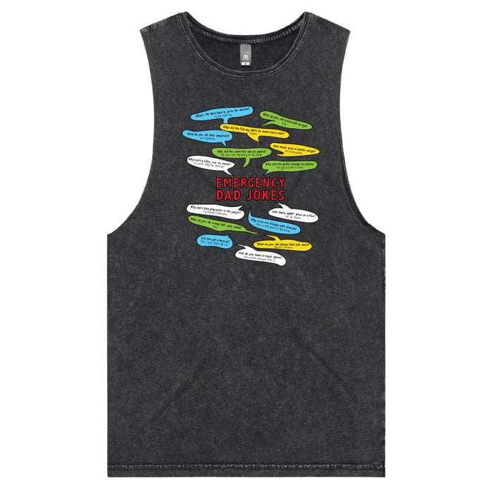 S / Black / Large Front Design Emergency Dad Jokes 🚨 – Tank