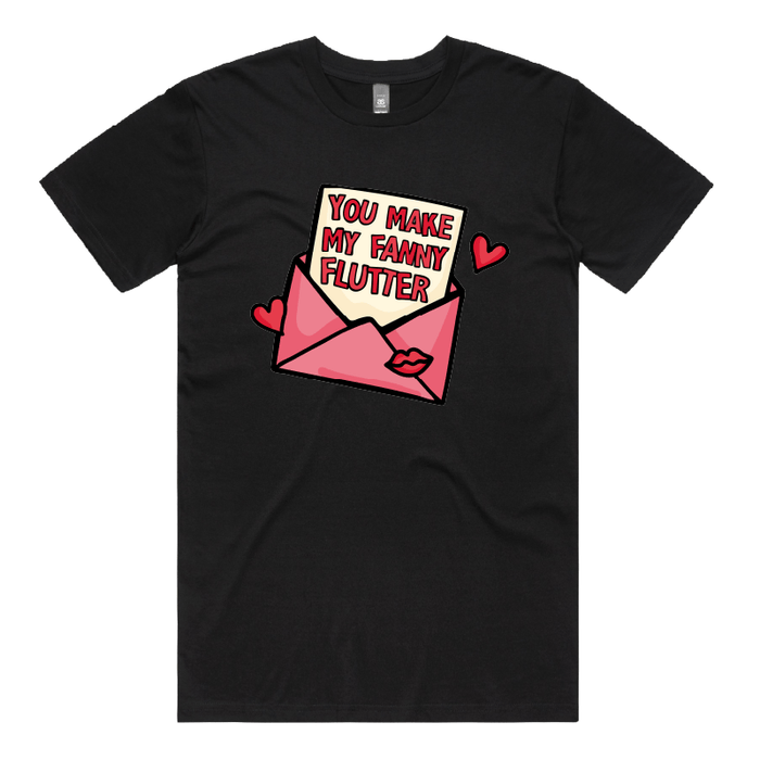 S / Black / Large Front Design Fanny Flutter 🦋 – Men's T Shirt