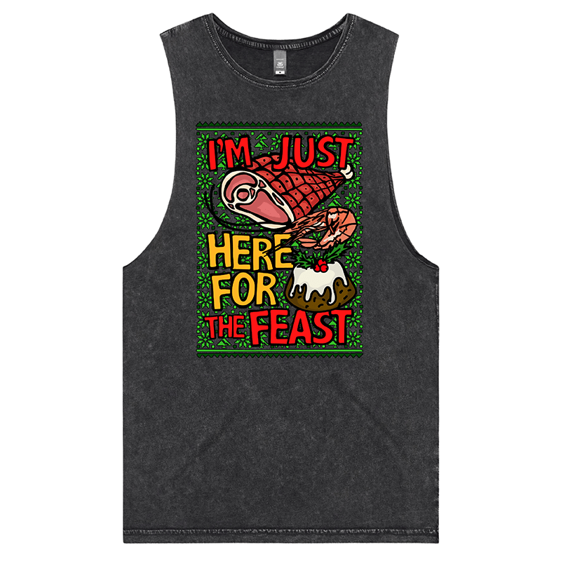 S / Black / Large Front Design Here For The Feast 🦐🎄🐖 - Tank