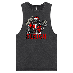 S / Black / Large Front Design Here To Sleigh 🎅🤘 - Tank