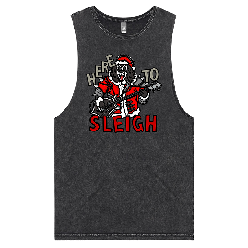 S / Black / Large Front Design Here To Sleigh 🎅🤘 - Tank