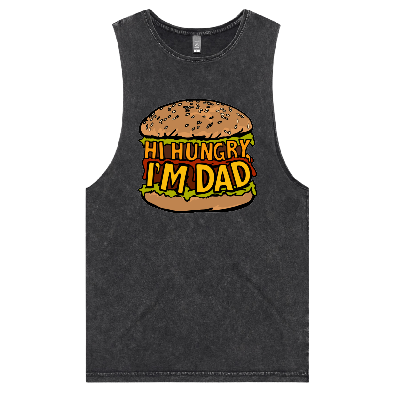 S / Black / Large Front Design Hi Hungry, I'm Dad 🍔 - Tank