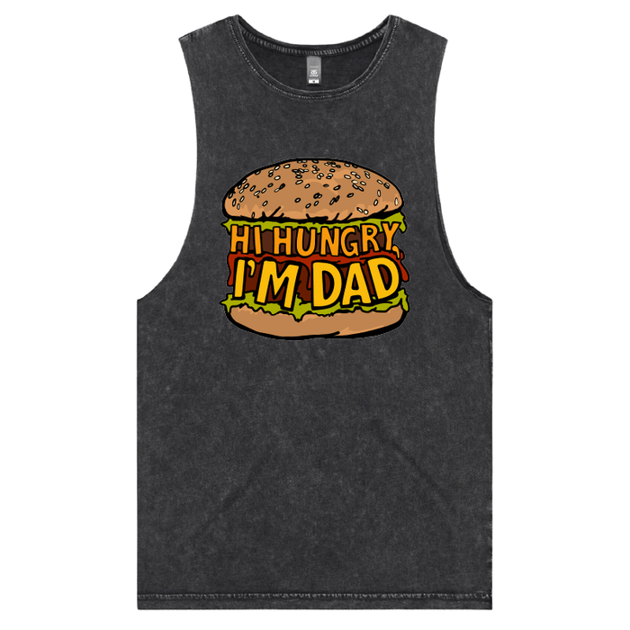 S / Black / Large Front Design Hi Hungry, I'm Dad 🍔 - Tank
