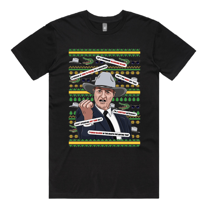 S / Black / Large Front Design Katter's Croc-mas 🤜🐊 - Men's T Shirt