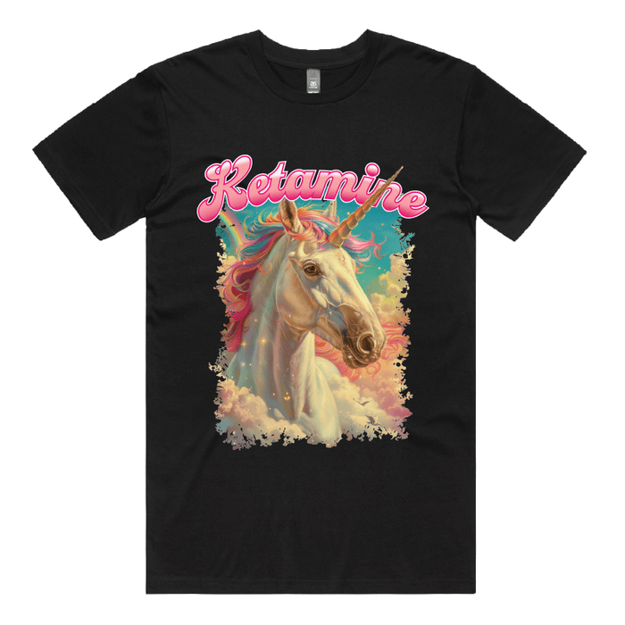 S / Black / Large Front Design Ketamine Unicorn 💉🦄 - Men's T Shirt