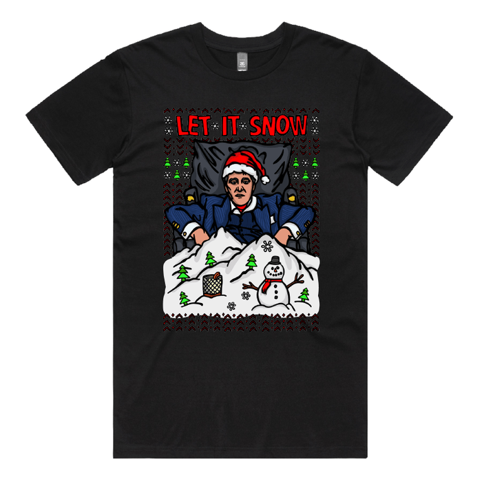 S / Black / Large Front Design Let It Snow Scarface ❄️🤌 - Men's T Shirt