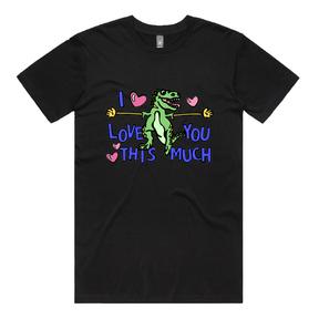 S / Black / Large Front Design Love You This Much 🦕📏 – Men's T Shirt