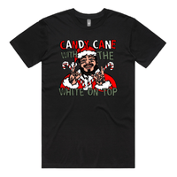 S / Black / Large Front Design Malone’s Candy Canes 🍬❄️ - Men's T Shirt