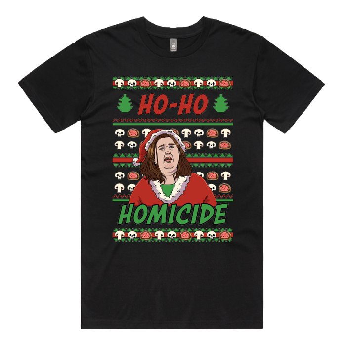 S / Black / Large Front Design Merry Mushroom Lady 🍄‍🟫🎄 - Men's T Shirt