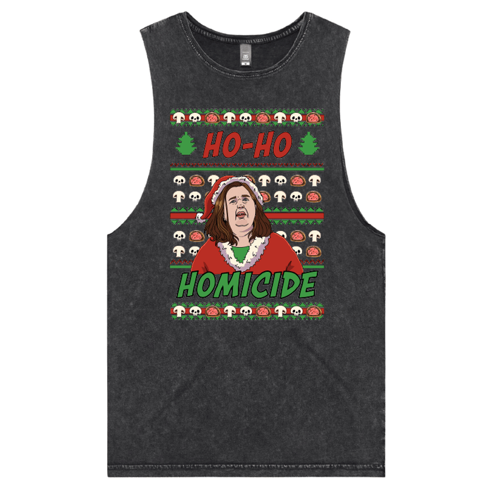 S / Black / Large Front Design Merry Mushrooms 🍄‍🟫🎄 - Tank