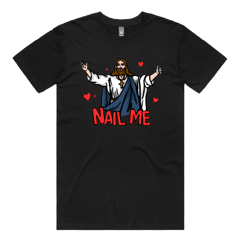 S / Black / Large Front Design Nail Me 🙏🔨 – Men's T Shirt