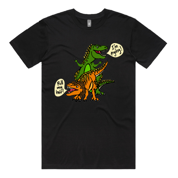 S / Black / Large Front Design Pull My Hair 🦖🦕 – Men's T Shirt
