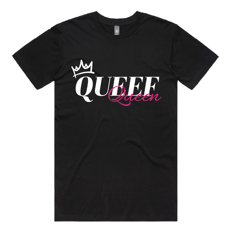 S / Black / Large Front Design Queef Queen 💨👑 - Men's T Shirt