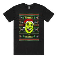 S / Black / Large Front Design Shrek The Halls 💚🎄 - Men's T Shirt