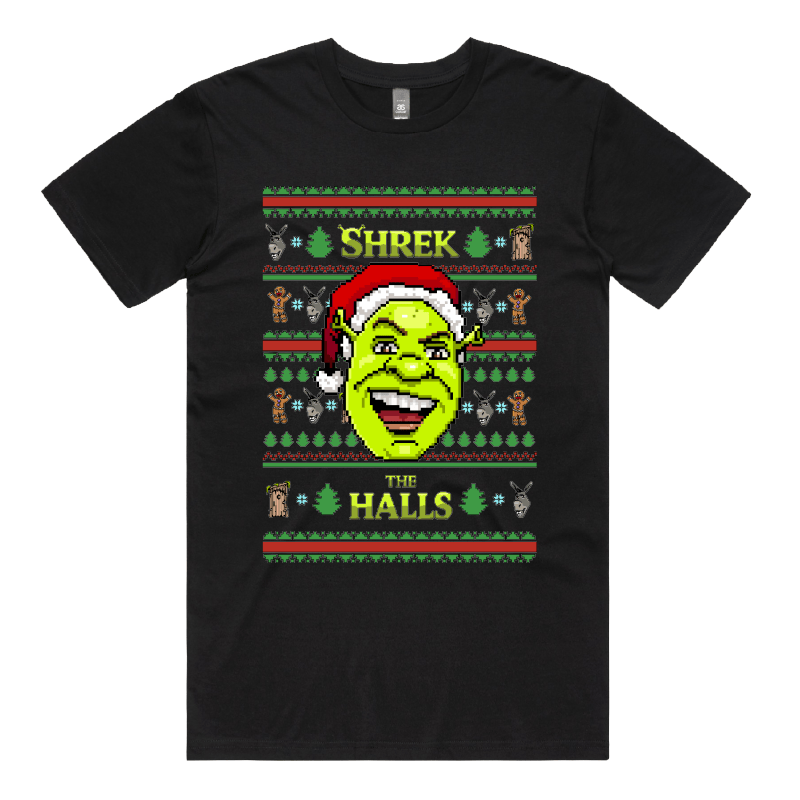 S / Black / Large Front Design Shrek The Halls 💚🎄 - Men's T Shirt