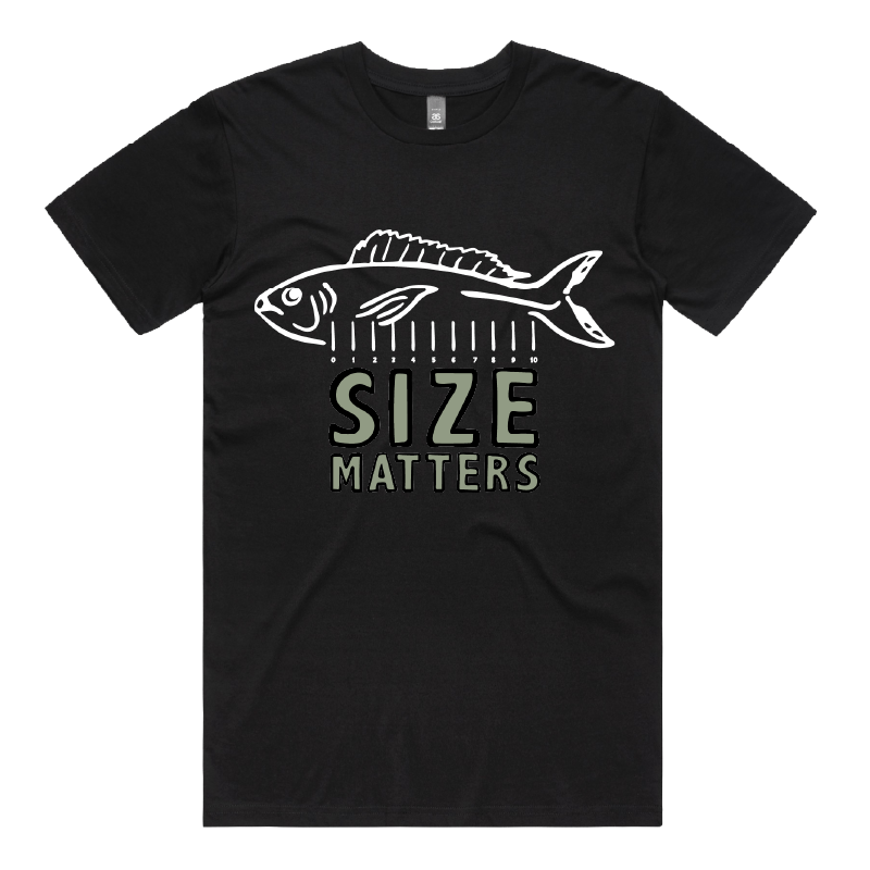 S / Black / Large Front Design Size Matters 🐟📏 – Men's T Shirt