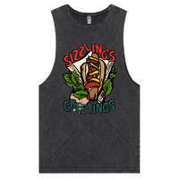 S / Black / Large Front Design Sizzlin's Greetings 🌭🎅 - Tank