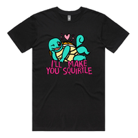 S / Black / Large Front Design Squirtle Love ❤️💦 – Men's T Shirt